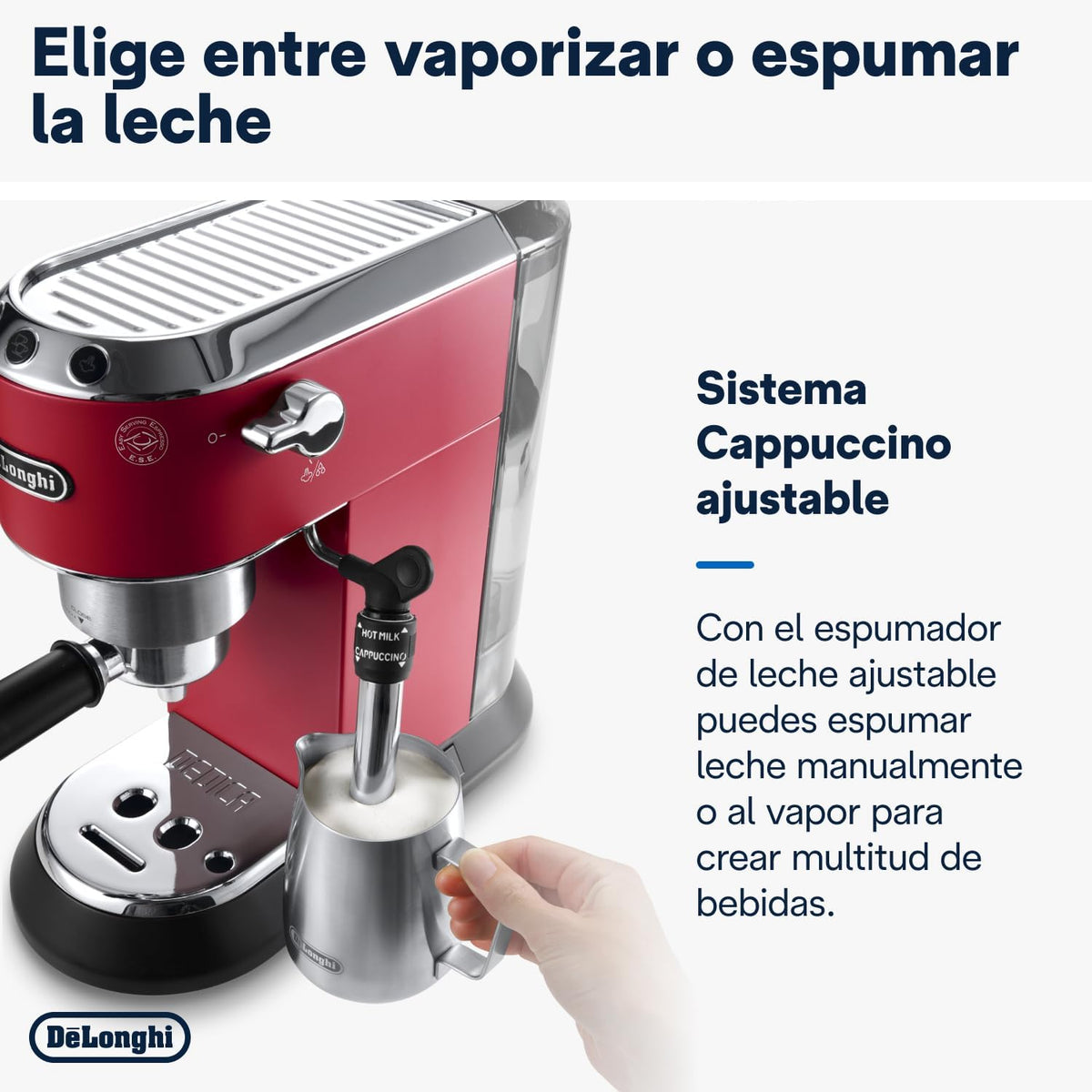2026 De'Longhi Dedica – Cafetière à pompe en acier inoxydable pour café moulu ou individuel, expresso et cappuccino, réservoir de 1,3 litre, système anti-goutte, modèle EC685.M, couleur métal