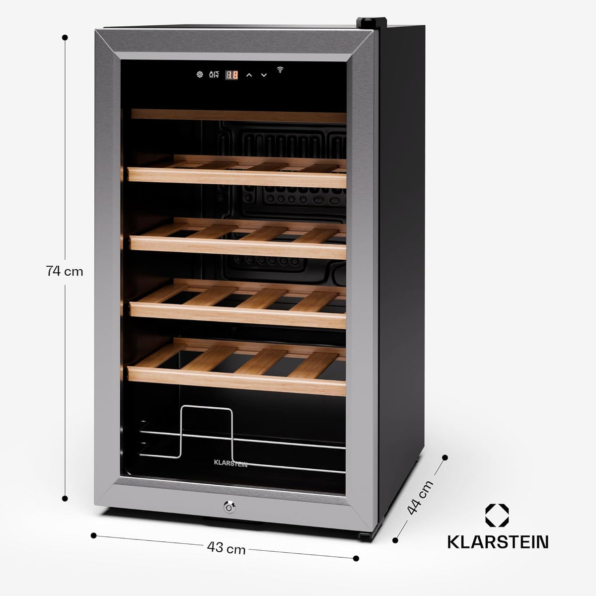 2026 KLARSTEIN Shiraz Premium Smart 24 - Frigorifero per vini, 24 bottiglie, temperatura regolabile, illuminazione LED, controllo WiFi, display touch