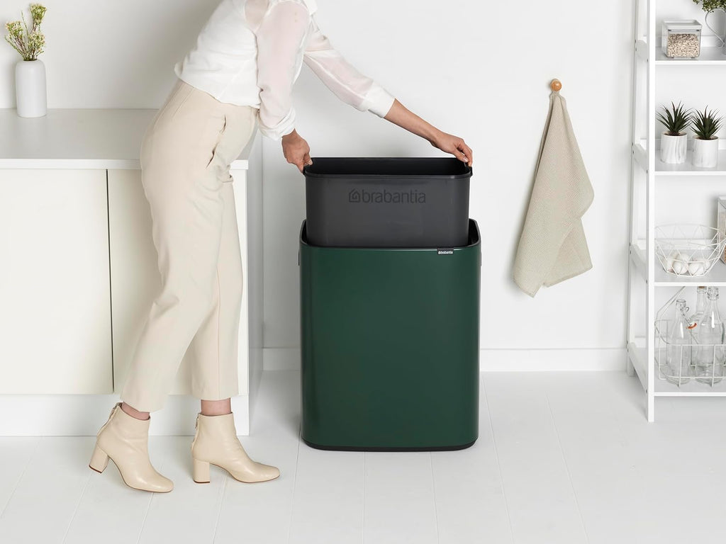 2026 Poubelle Brabantia, acier mat, anti-traces de doigts, 2 x 30 L