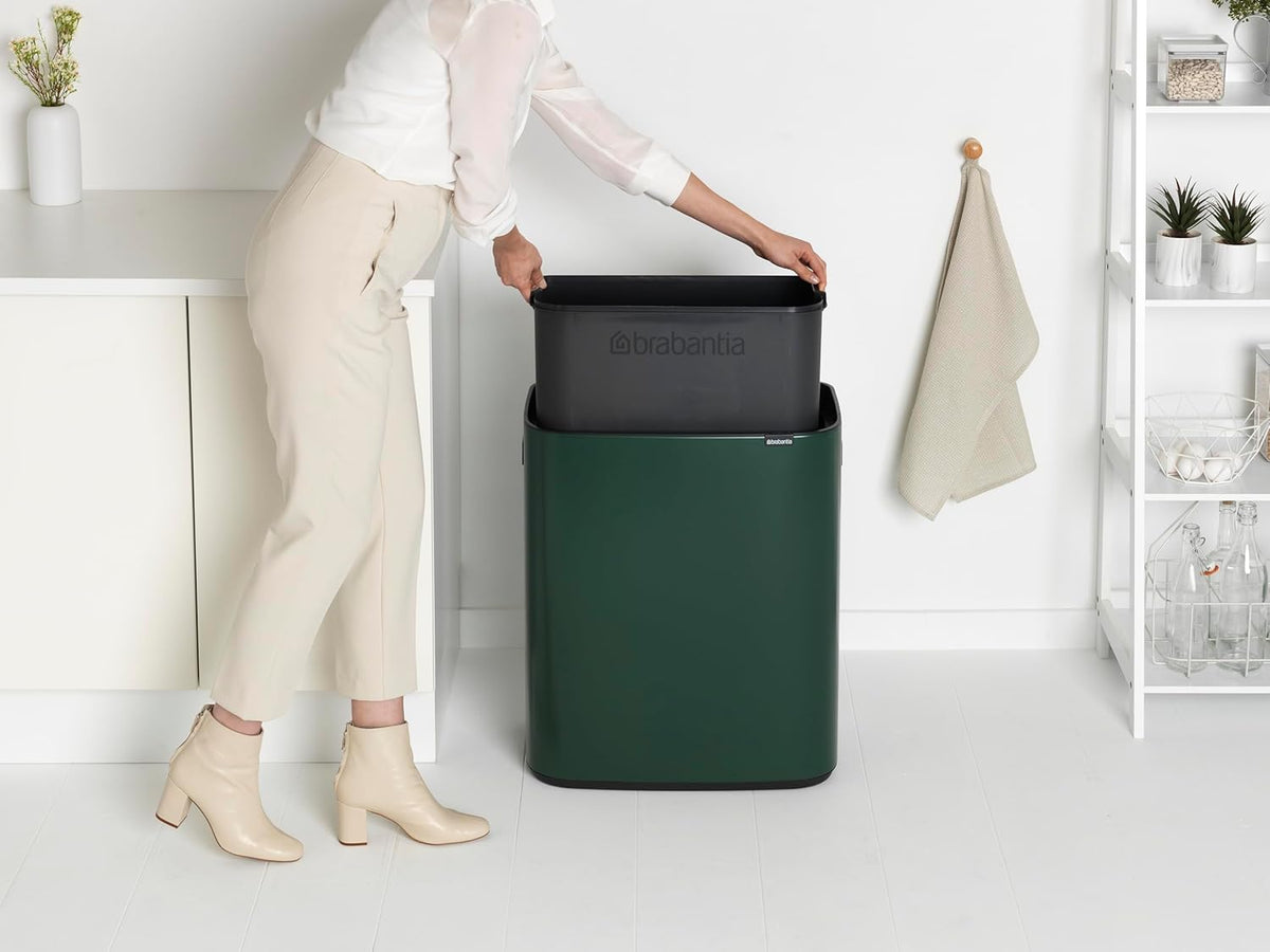 2026 Poubelle Brabantia, acier mat, anti-traces de doigts, 2 x 30 L