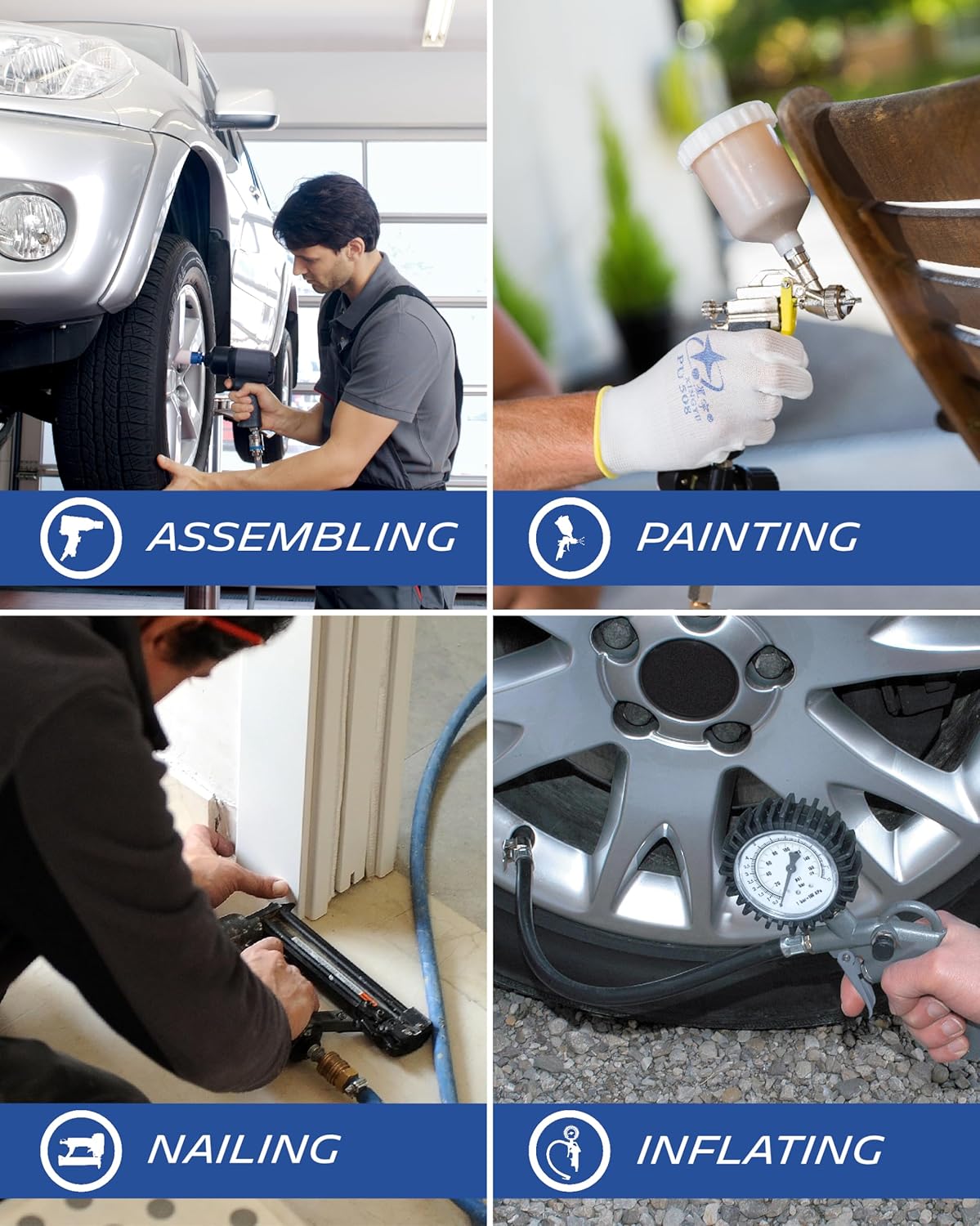 2026 MICHELIN Compresseur d'Air Portatif MB3650 - Cuve 50 Litres - Moteur 3 cv - Pression Maximale 10 bar - Débit d'Air 360 l/min - 21.6 m³/h