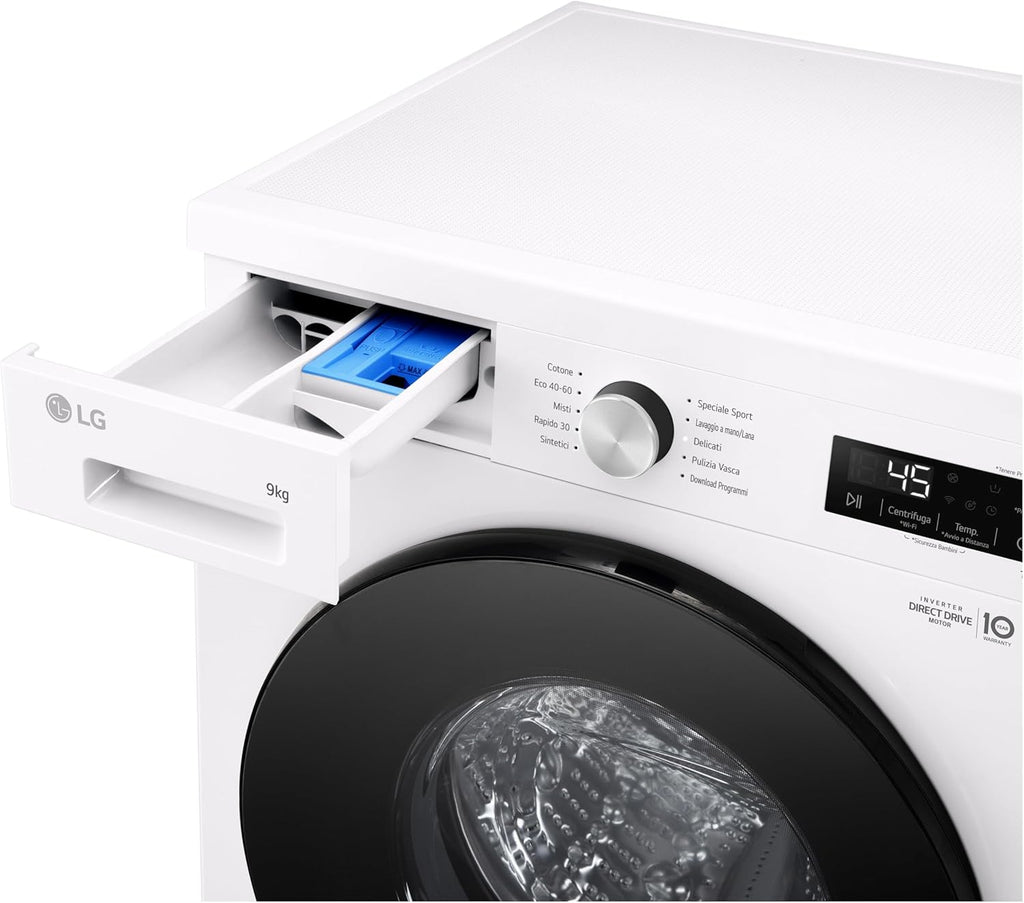 2026 F4NX1009NWB Lavatrice 9 kg a Carica Frontale Serie X1, Classe A, 1400 giri, Wi-Fi, 6 Motion Direct Drive, Lavaggio a Vapore Allergy Care, Libera installazione, Essence White
