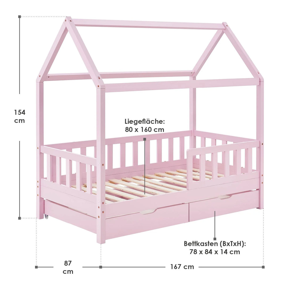 2026 Lit enfant Marli 2025, 80 x 160 cm, avec tiroirs de rangement