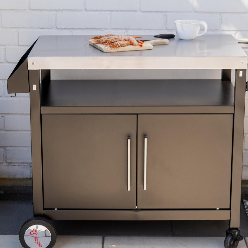 2026 Carrello per barbecue BBQ-Toro 103,5 x 59 x 81 cm | argento/nero | Tavolo per barbecue con ampio piano di lavoro | Tavolo per barbecue outdoor, carrello per servire, carrello da giardino all'aperto