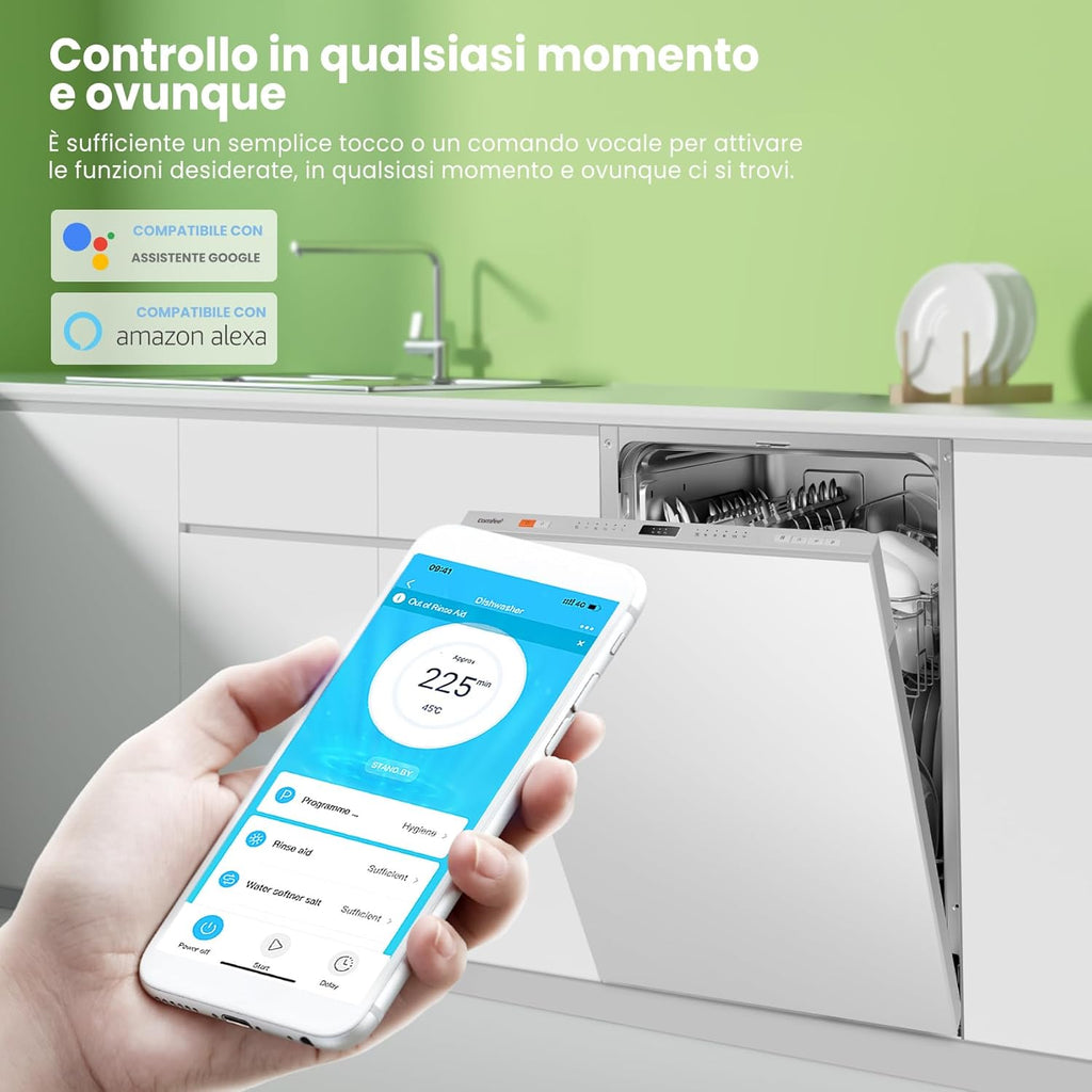 2026 CDWEB914S-W Lavastoviglie da Incasso con 10 coperti, 8 Programmi, di avviamento ritardato, Funzione di Mezzo Carico, cloud wash, Asciugatura Extra - Inox