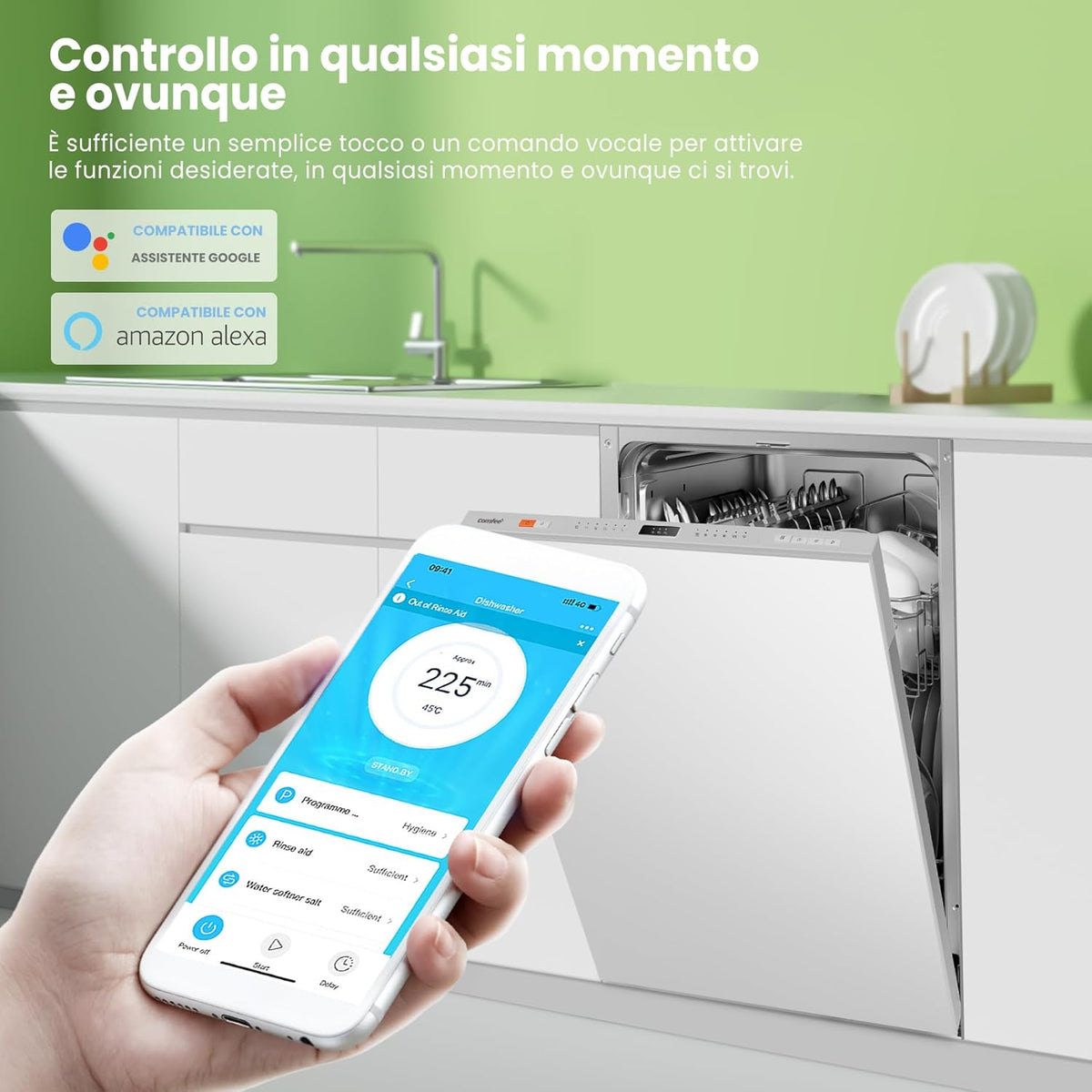 2026 CDWEB914S-W Lavastoviglie da Incasso con 10 coperti, 8 Programmi, di avviamento ritardato, Funzione di Mezzo Carico, cloud wash, Asciugatura Extra - Inox