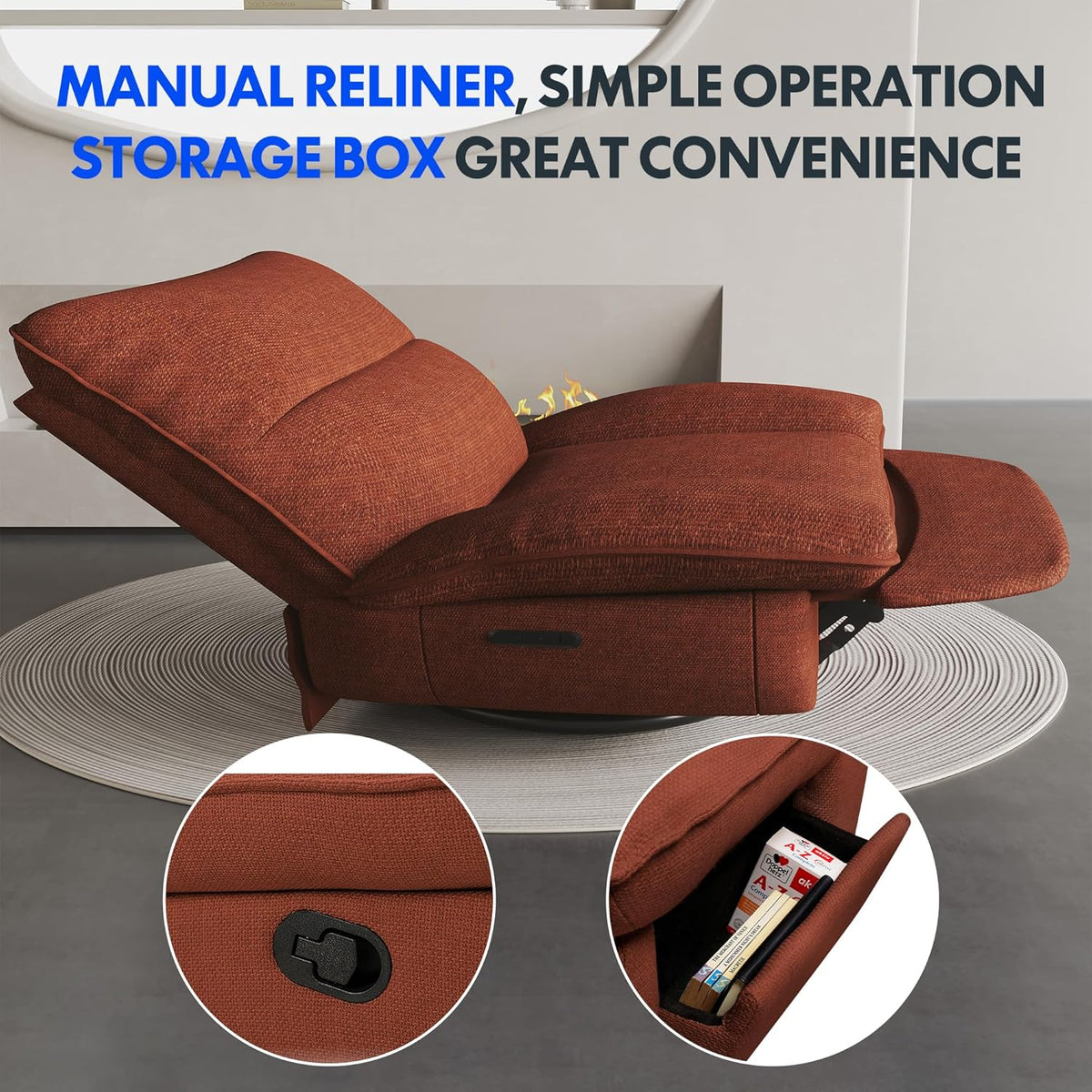 2026 Fauteuil inclinable FLEXISPOT XC6, canapé pivotant à bascule, fauteuil TV avec dossier réglable, fauteuil inclinable pour chambre, salon et home cinéma (beige)