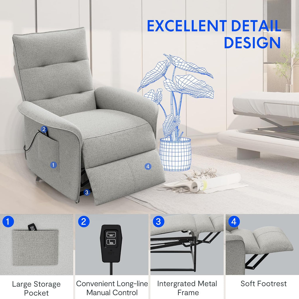 2026 Fauteuil relax électrique FLEXISPOT avec dossier réglable, inclinable de 105° à 155°, fauteuil inclinable, fauteuil relax ergonomique pour chambre, salon et home cinéma (gris foncé)