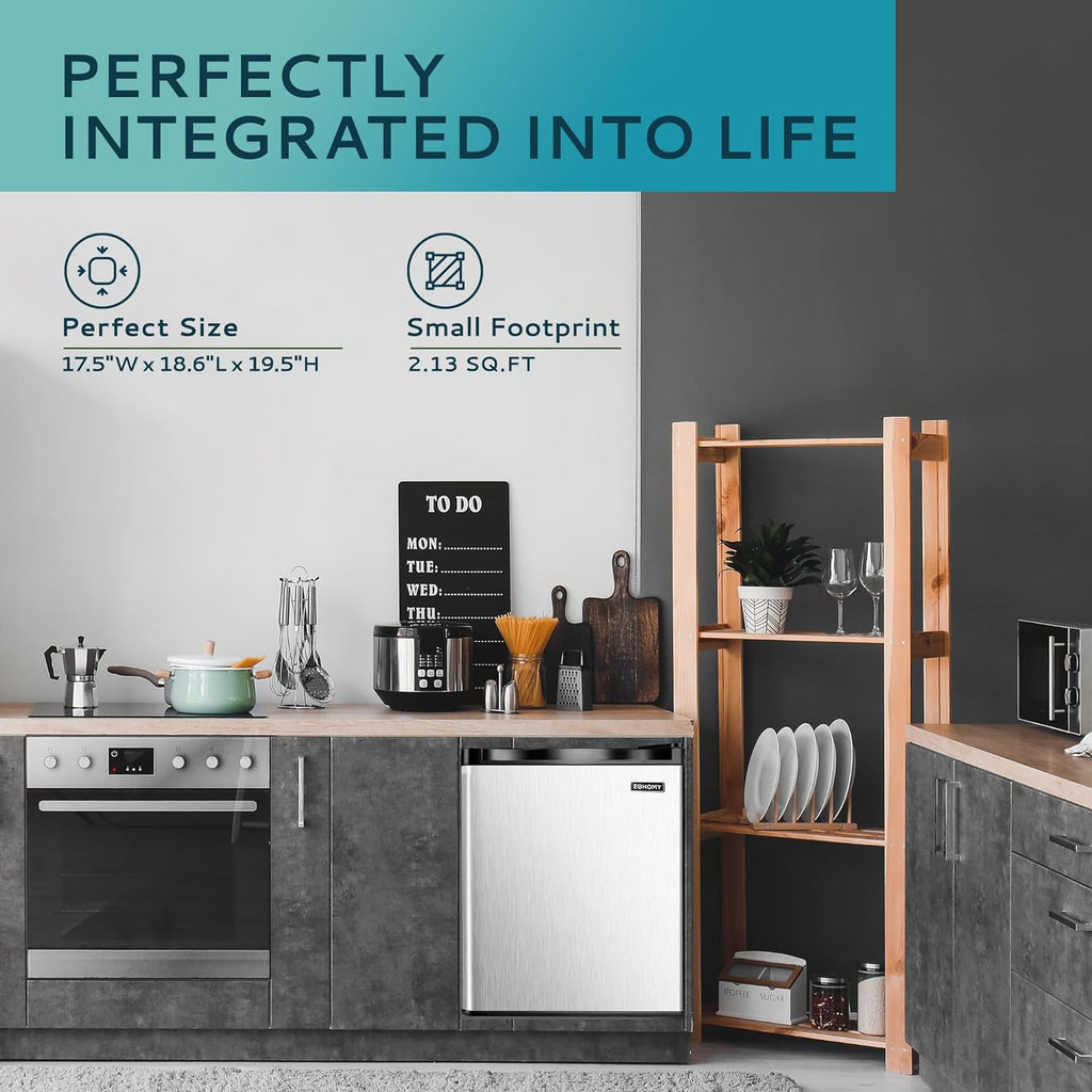 2026 Congélateur vertical 2025 de 85 litres (3 pi³). Porte réversible simple en acier inoxydable. Congélateur compact pour la maison, les résidences étudiantes, les appartements et les bureaux (argenté).