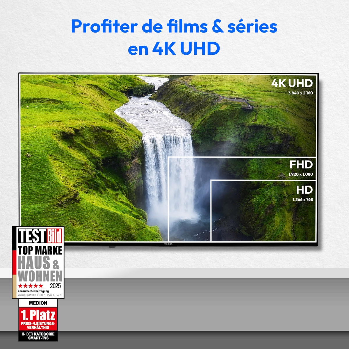 2026 MEDION TV 43 Pouces (108 cm) QLED Television (Smart TV, 4K, Dolby Vision HDR, Prime Video, Disney+, Dolby Atmos, DTS X, Compatible avec Google TV, PVR