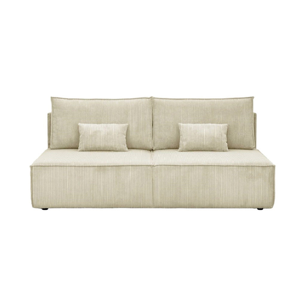 2026 Canapé convertible 3 places en velours côtelé beige – design moderne, assise confortable, fonction lit intégrée