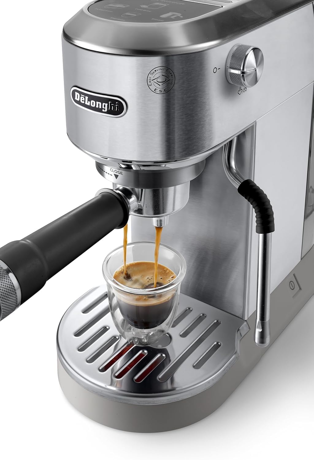 2026 De'Longhi Dedica – Cafetière à pompe en acier inoxydable pour café moulu ou individuel, expresso et cappuccino, réservoir de 1,3 litre, système anti-goutte, modèle EC685.M, couleur métal