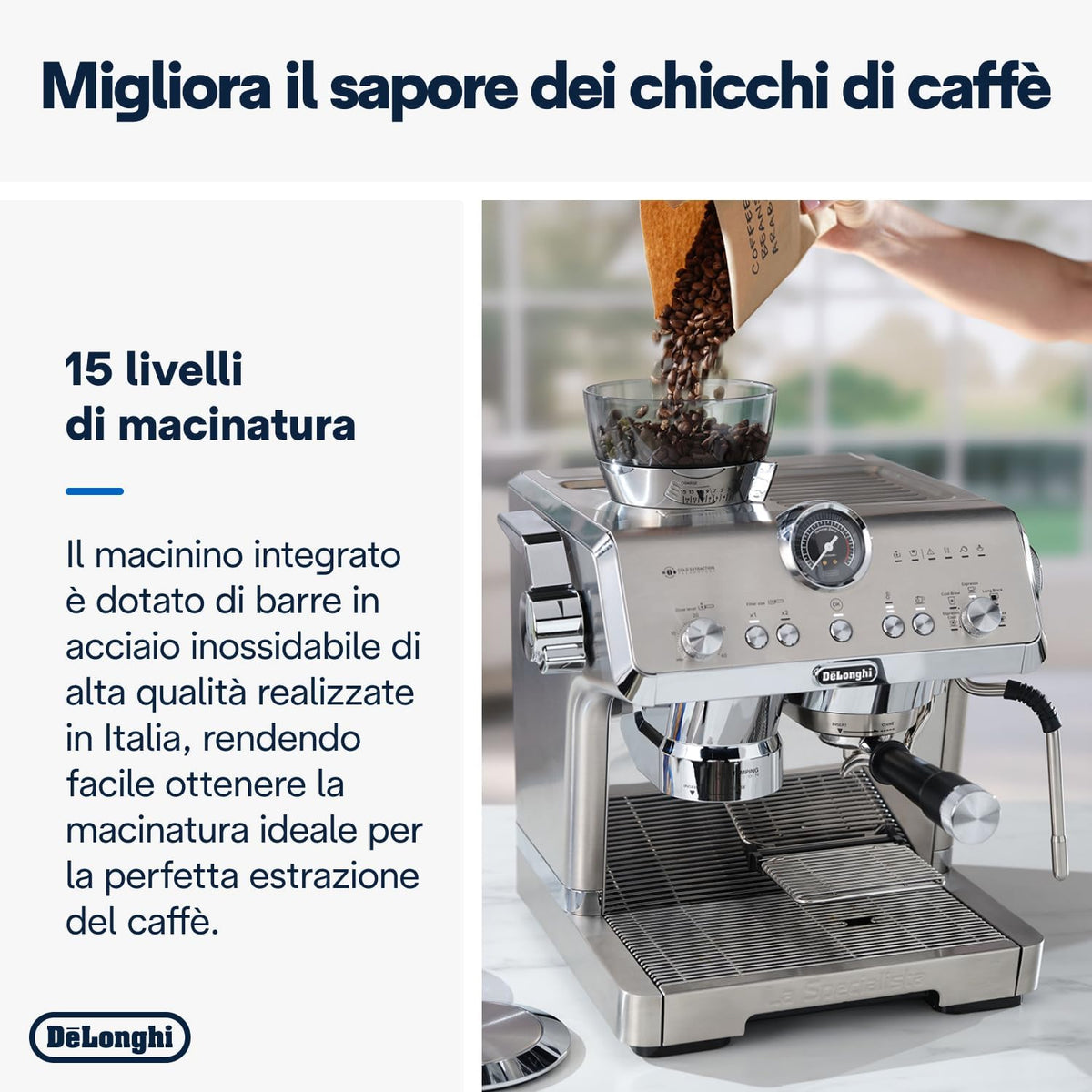 2026 La Specialista Opera EC9555.M, Macchina Caffè Espresso con Macinacaffè Integrato, Funzione Cold Brew, Inclusa Lancia per Schiumatura del Latte, Include Accessori Welcome Set, 1550W, Metallo