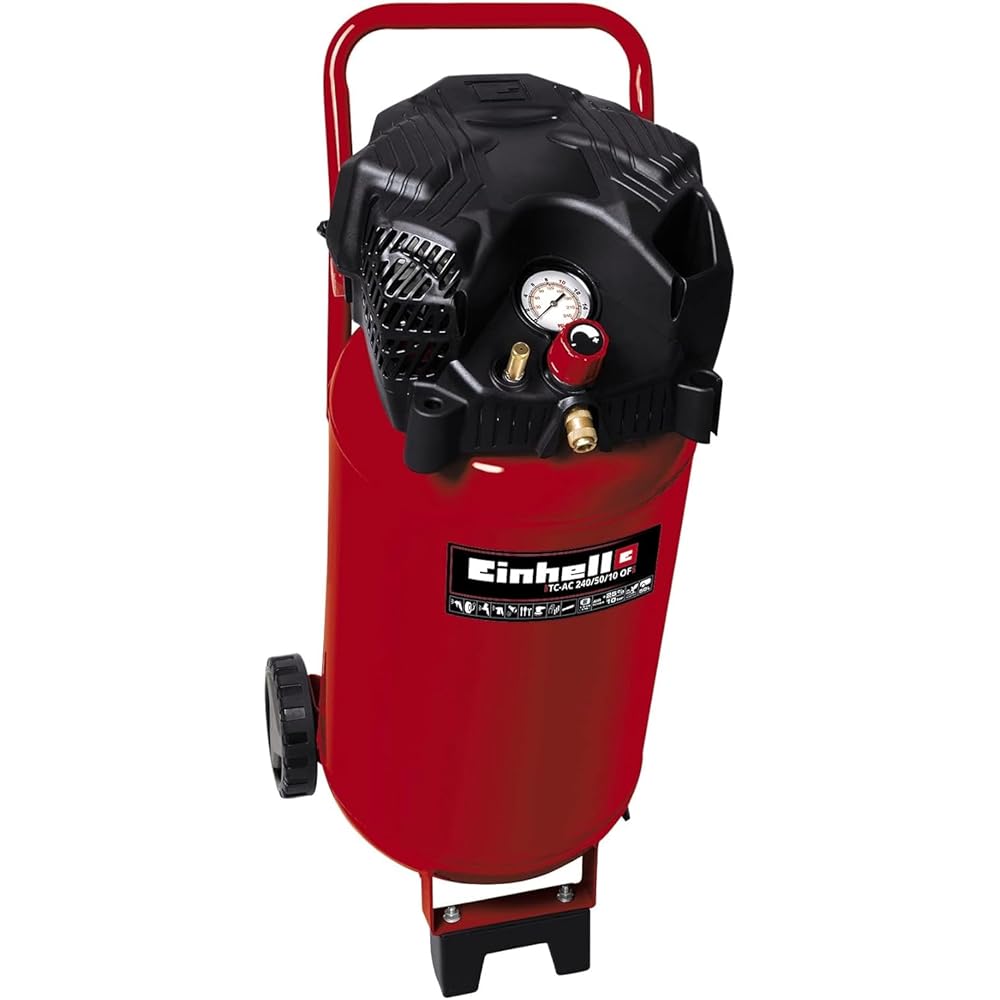 2026 Einhell Compresseur TH-AC 240/50/10 OF (Puissance moteur 1500 W, 50 L) & Accessoire Tuyau HP 15 m pour compresseur, Pression maximale 15 bar, Raccord 1/4 : Bricolage