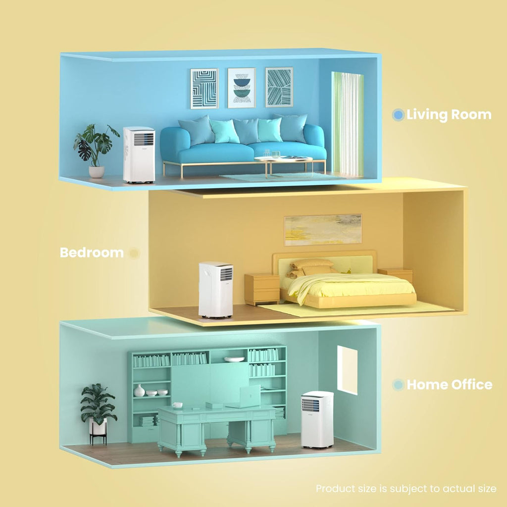 2026 Climatiseur Mobile 9000 BTU/h 2,6kW, 3-EN-1 Refroidisseur Déshumidificateur Ventilateur, Fonction Follow me, Minuterie, Mode nuit, Pour salon et maison de 33㎡/88m³, MPPH-09CRN7, R290