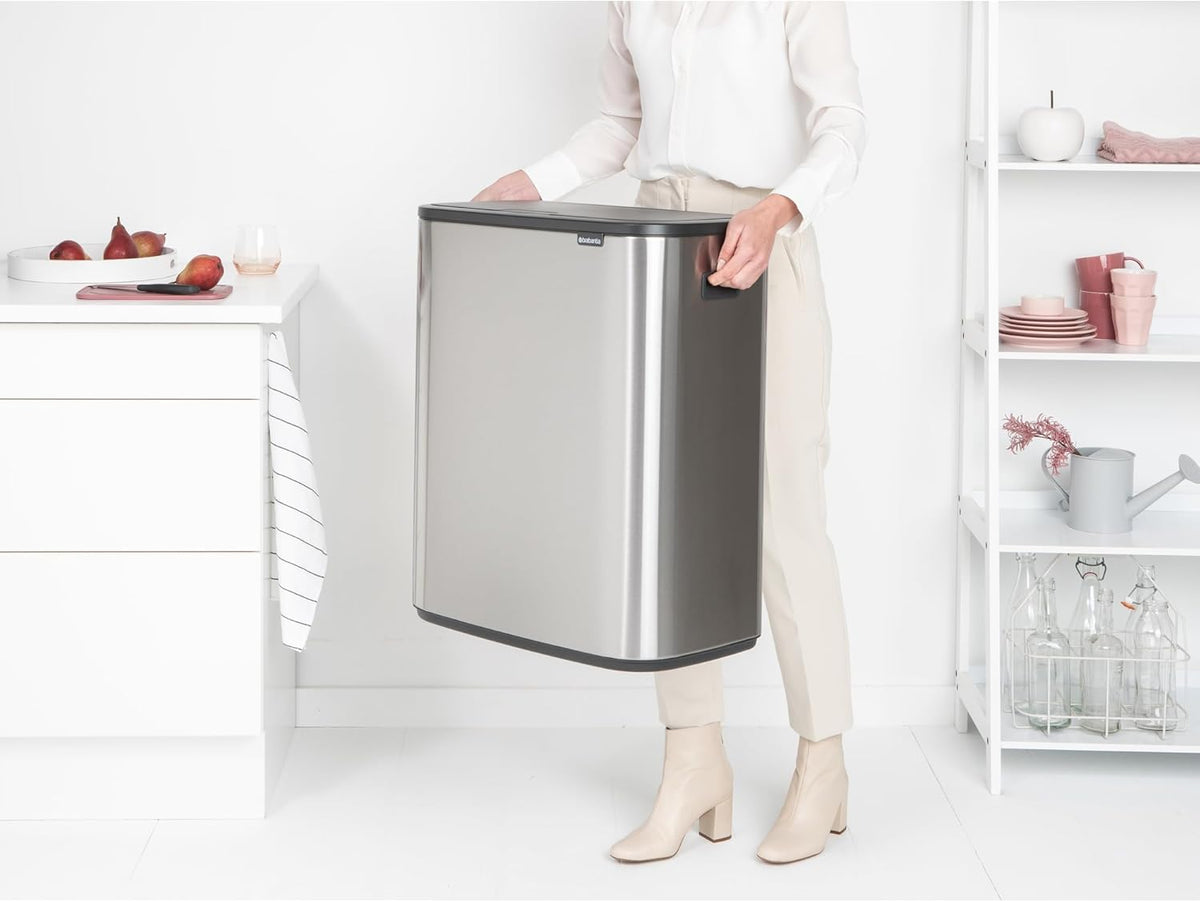 2026 Poubelle Brabantia, acier mat, anti-traces de doigts, 2 x 30 L