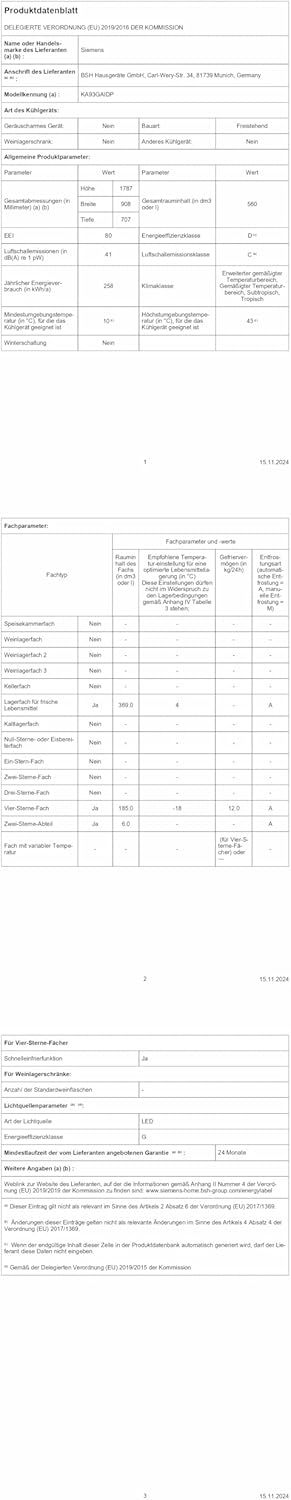 2026 SIEMENS KF96NVPEA iQ300 Multi-Door-Kühlschrank, 183 x 91 cm, 405 L Kühlen & 200 L Gefrieren, hyperFresh längere Frische, noFrost nie wieder abtauen, superCooling schnellere Kühlung