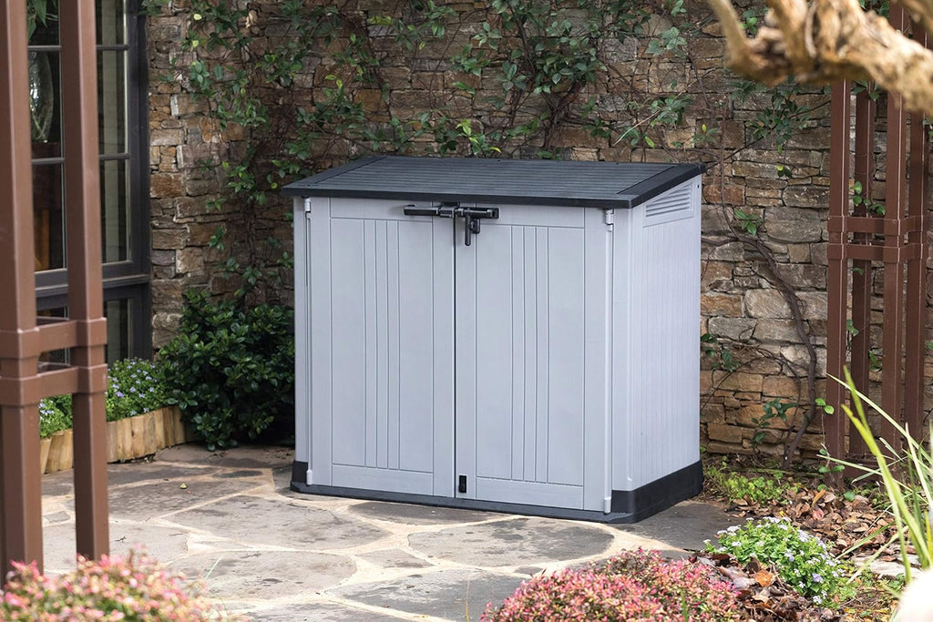 2026 Keter 249317 Store it Out Nova Abri de jardin extérieur 132 x 71,5 x 113,5 cm, gris clair avec couvercle gris foncé