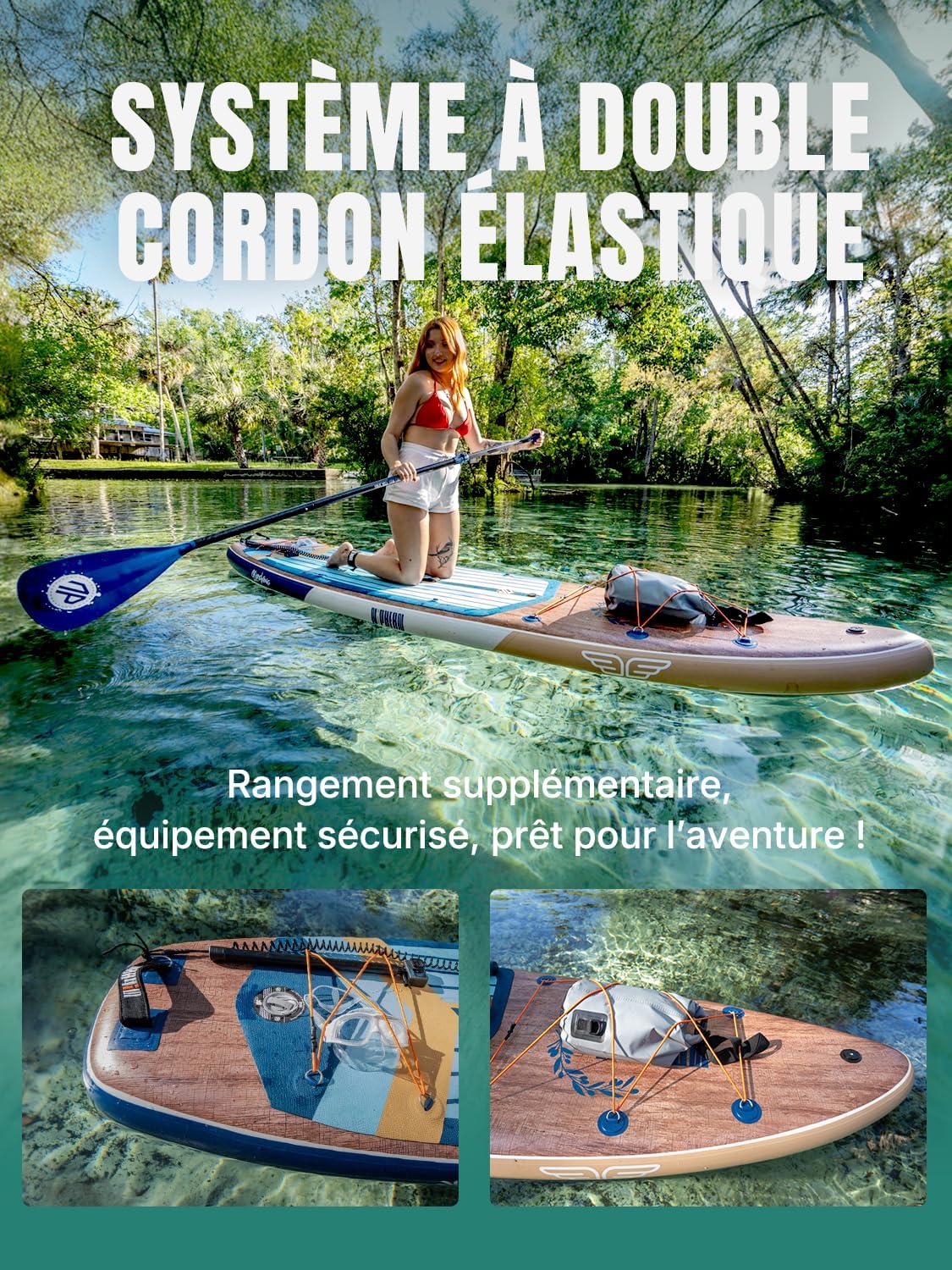 2026 Niphean Extra Large Paddle Gonflable, Sup à 2+1 Personnes/Famille, Planches de Stand Up Paddle Gonflables avec Idéal Débutant Aileron Équilibré, Housse Étanche, Paddle Gonflable Adulte, Cadeaux