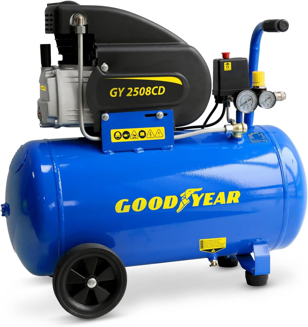 2026 GOODYEAR - Compresseur d'air 50L 230V 8 bar 115 PSI Débit max 210 L/min Silencieux