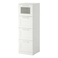 2026 Meuble de rangement 4 tiroirs en bois blanc avec façade vitrée – 40×120×40 cm, garantie 2 ans