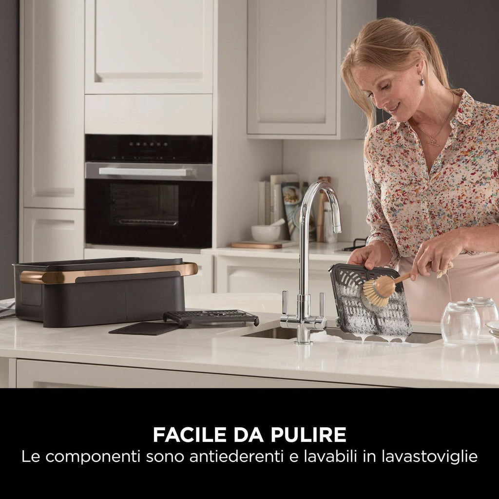 2026 Ninja Foodi FlexDrawer, Friggitrice ad Aria, Doppia Zona, Separatore Rimovibile, Cassetto da 10.4L, 7 in 1, Componenti Antiaderenti Lavabili in Lavastoviglie, Nero/Rame, AF500EUCP
