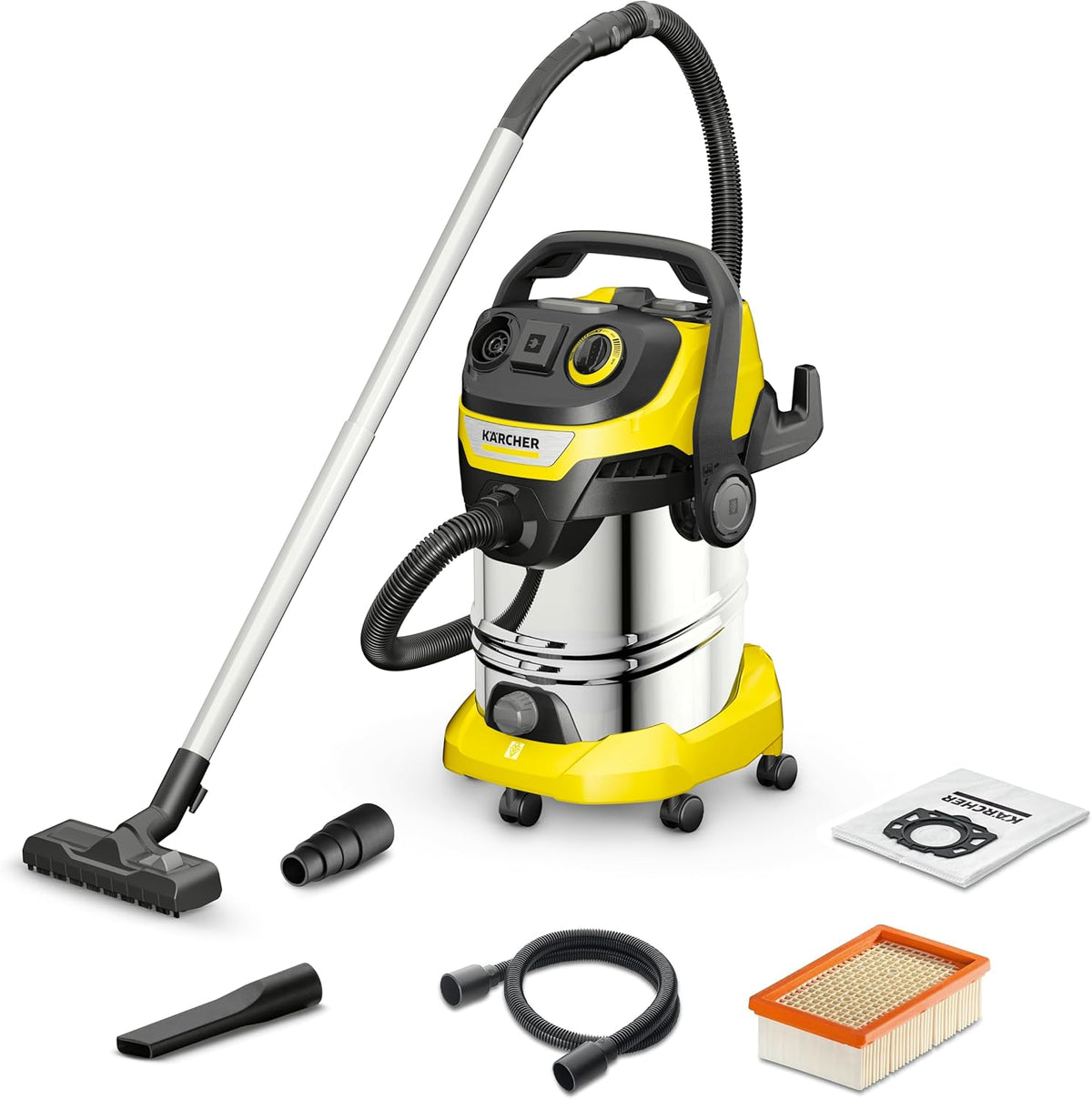 2026 Kärcher aspiratore solidi liquidi WD 6 P S V-30/6/22/T con presa elettroutensile, 1300 W, contenitore in plastica: 30 l, tubo di aspirazione: 2,2 m, funzione soffiante, filtro in vello