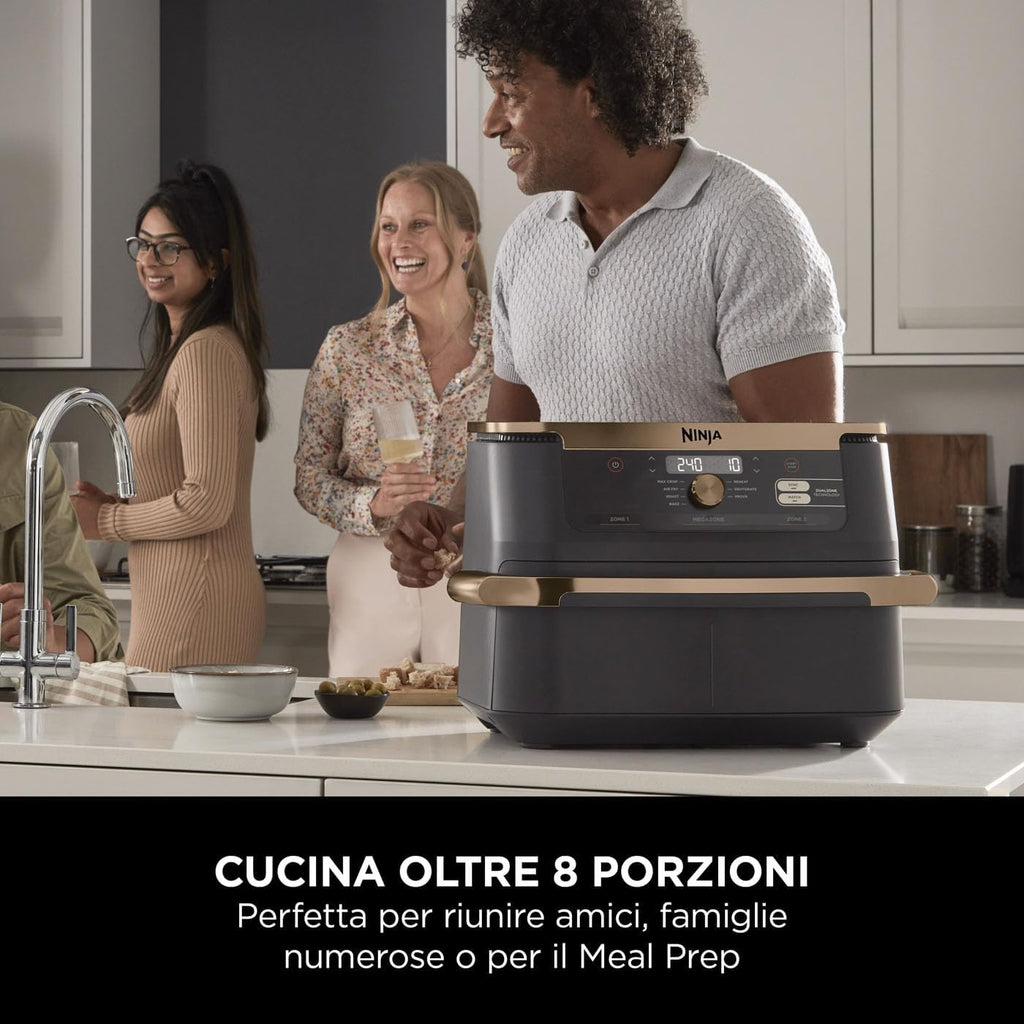 2026 Ninja Foodi FlexDrawer, Friggitrice ad Aria, Doppia Zona, Separatore Rimovibile, Cassetto da 10.4L, 7 in 1, Componenti Antiaderenti Lavabili in Lavastoviglie, Nero/Rame, AF500EUCP