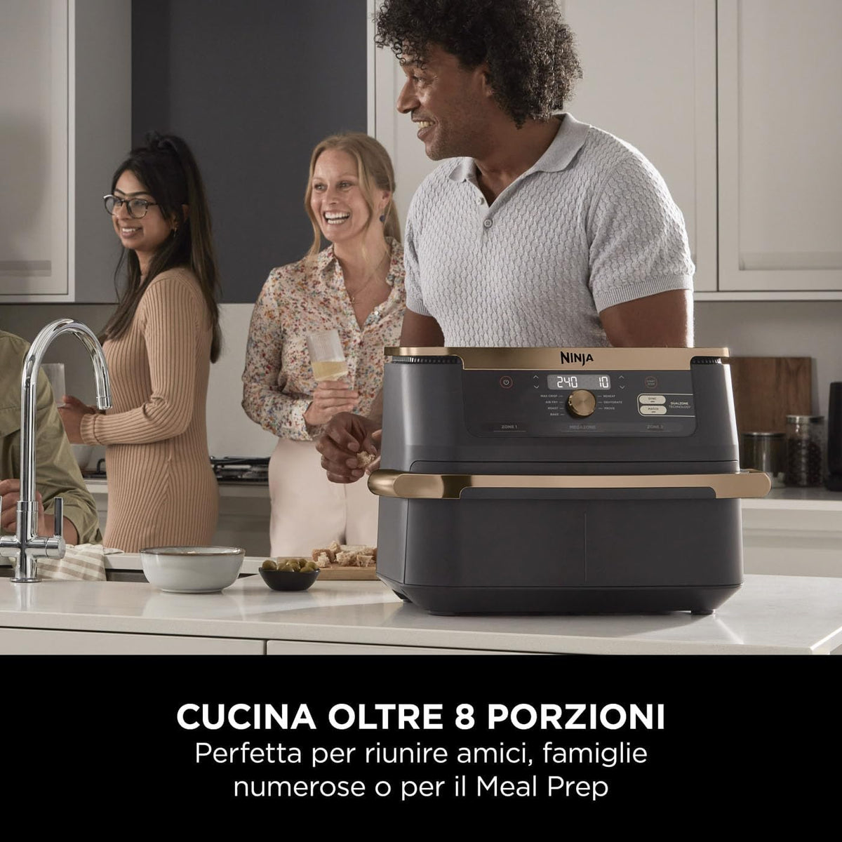 2026 Ninja Foodi FlexDrawer, Friggitrice ad Aria, Doppia Zona, Separatore Rimovibile, Cassetto da 10.4L, 7 in 1, Componenti Antiaderenti Lavabili in Lavastoviglie, Nero/Rame, AF500EUCP