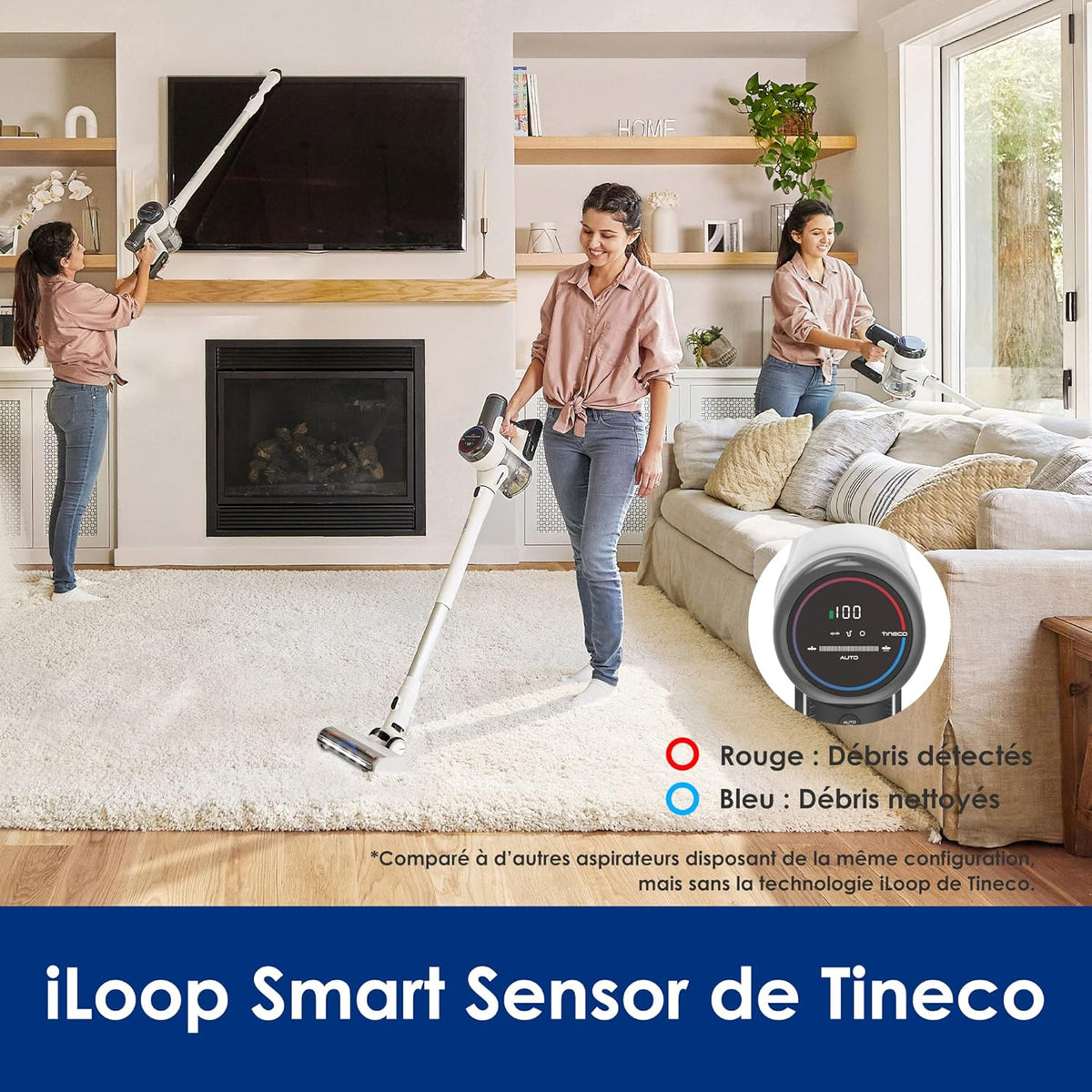 2026 Tineco Pure One S15 Essentials Aspirateur Balai sans Fil Intelligent, Brosse Anti-nœuds, Puissant, Longue Autonomie, Excellent pour Multi-Surface, Le Nettoyage des Poils d’Animaux avec éclairage LED