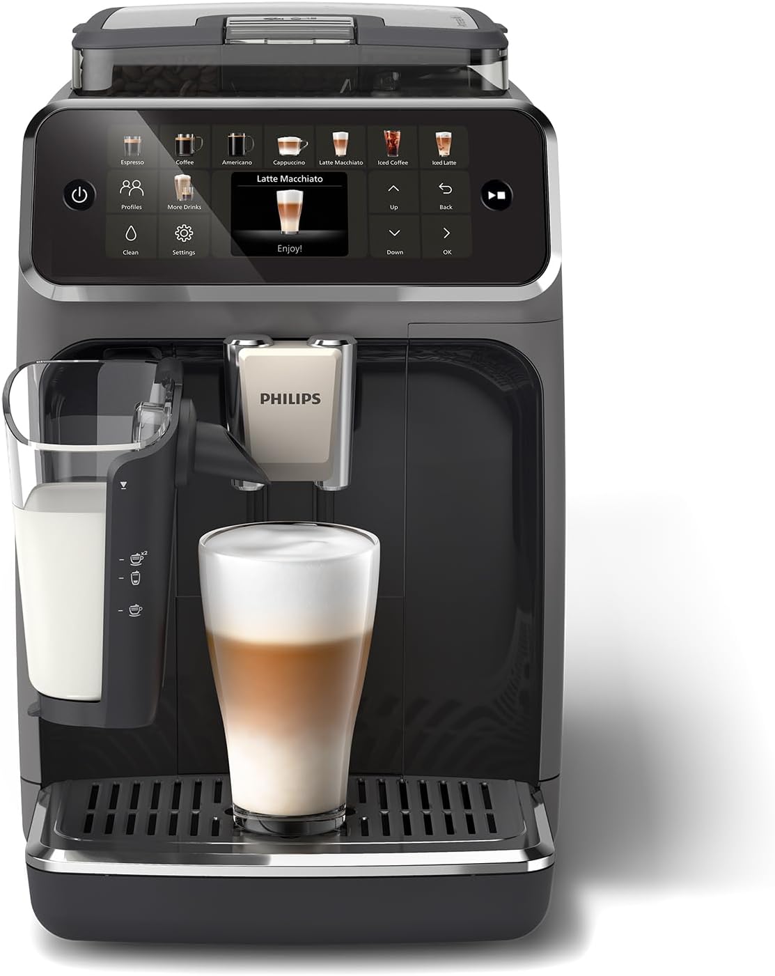 2026 Serie 5500 Macchina per Espresso Completamente Automatica - 20 caffè Caldi e con Ghiaccio, Sistema LatteGo Veloce da Pulire, 40% Più Silenziosa con SilentBrew, QuickStart, Grigio (EP5544/50)