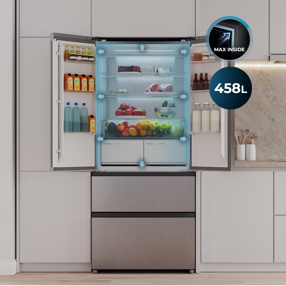 2026 Cecotec Réfrigérateur Porte Française de 4 Portes Semi-Intégrable 458L Total No Frost Bolero CoolMarket F2D 458 SBI Inox E, Hauteur 189 cm et 83 cm La