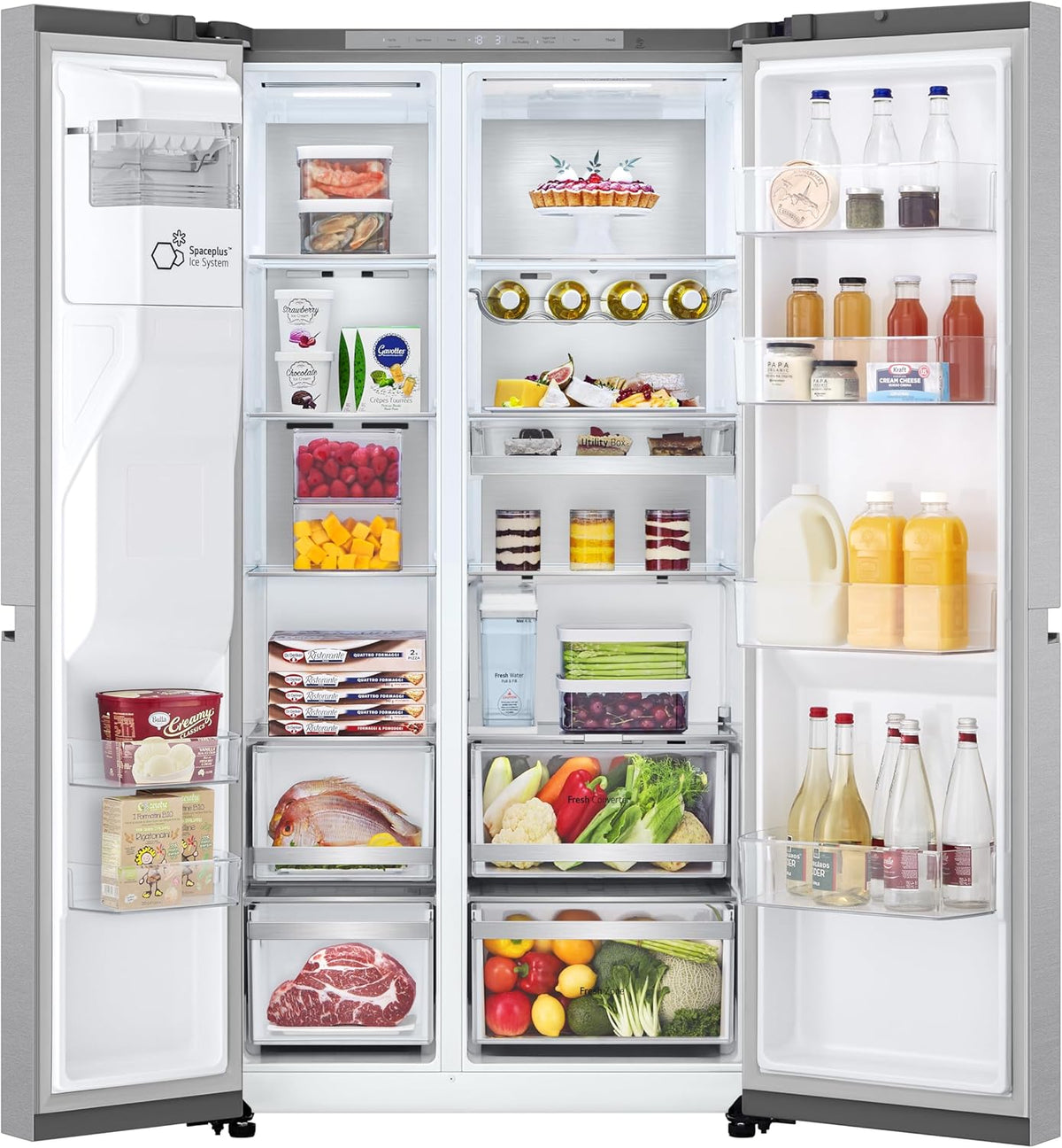 2026 GSLE91MBAC Frigorifero Americano Side-by-Side, Classe C, Frigorifero No Frost, 628L, Wi-Fi, Tecnologia Door&Linear Cooling, Fresh Converter, Dispenser Senza Allaccio, UVnano, Metal Sorbet