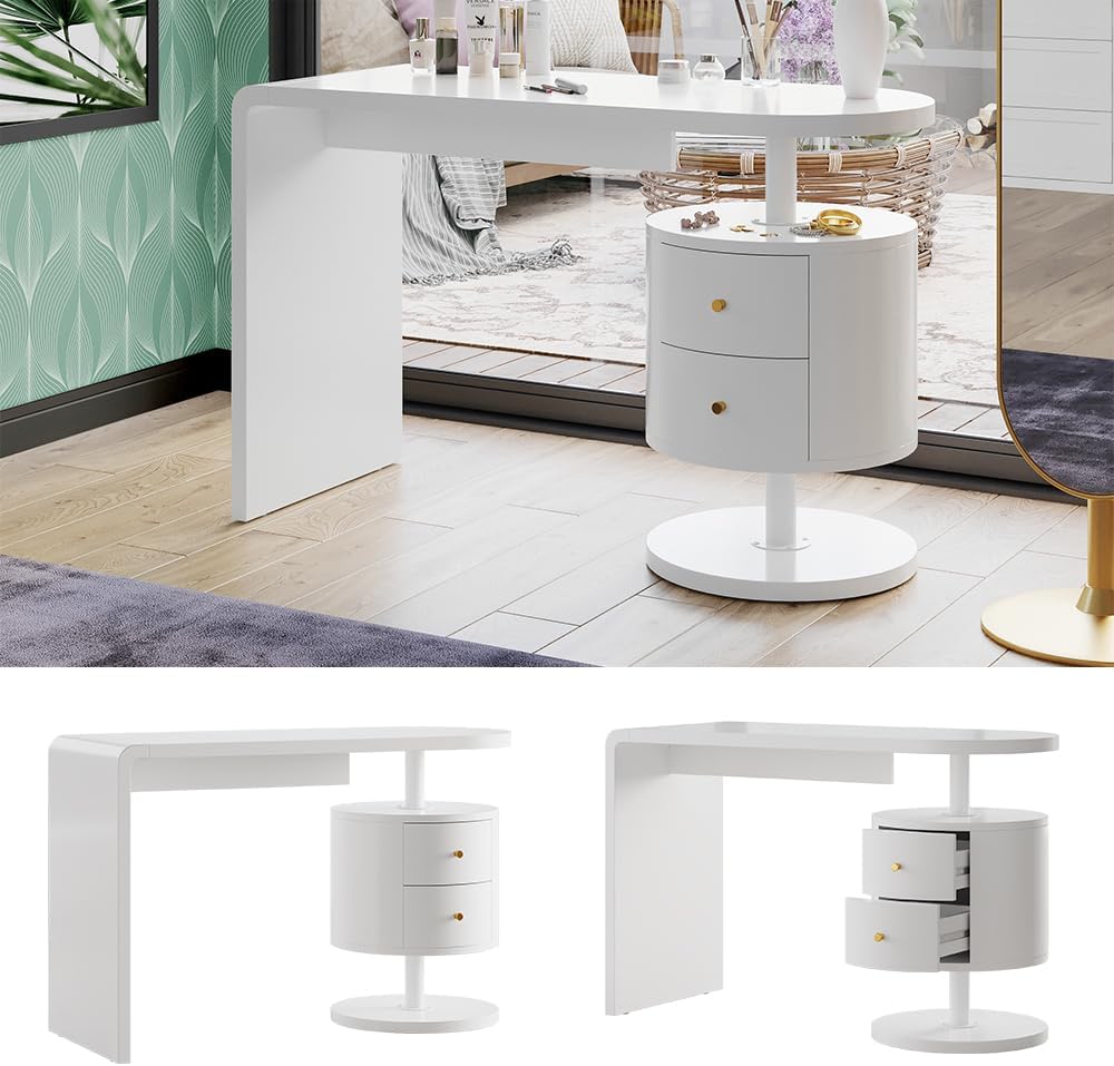 2026 Vicco Lara White Gloss Dressing Table 120cm with 2 Drawers