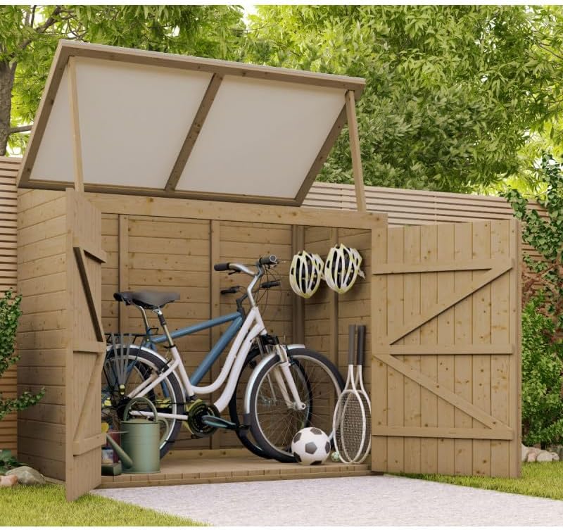 2026 Coffre de Jardin en Bois Massif Traité 28mm 2000L | Rangement Extérieur Robuste Marron avec Plancher | Toit Polyéthylène Ouvrant, Étanche et Durable