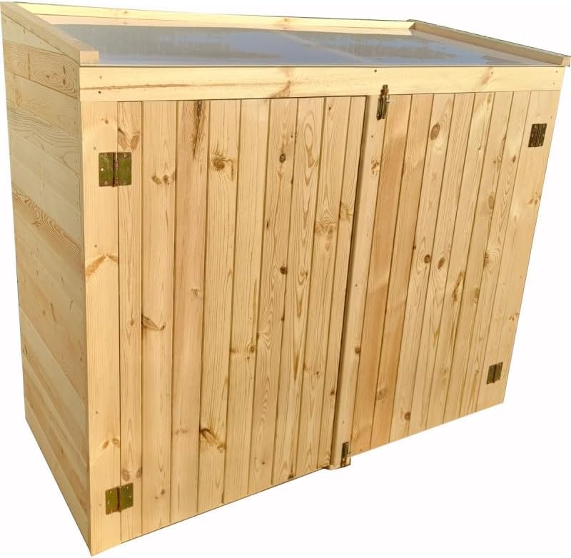 2026 Coffre de Jardin en Bois Massif Traité 28mm 2000L | Rangement Extérieur Robuste Marron avec Plancher | Toit Polyéthylène Ouvrant, Étanche et Durable