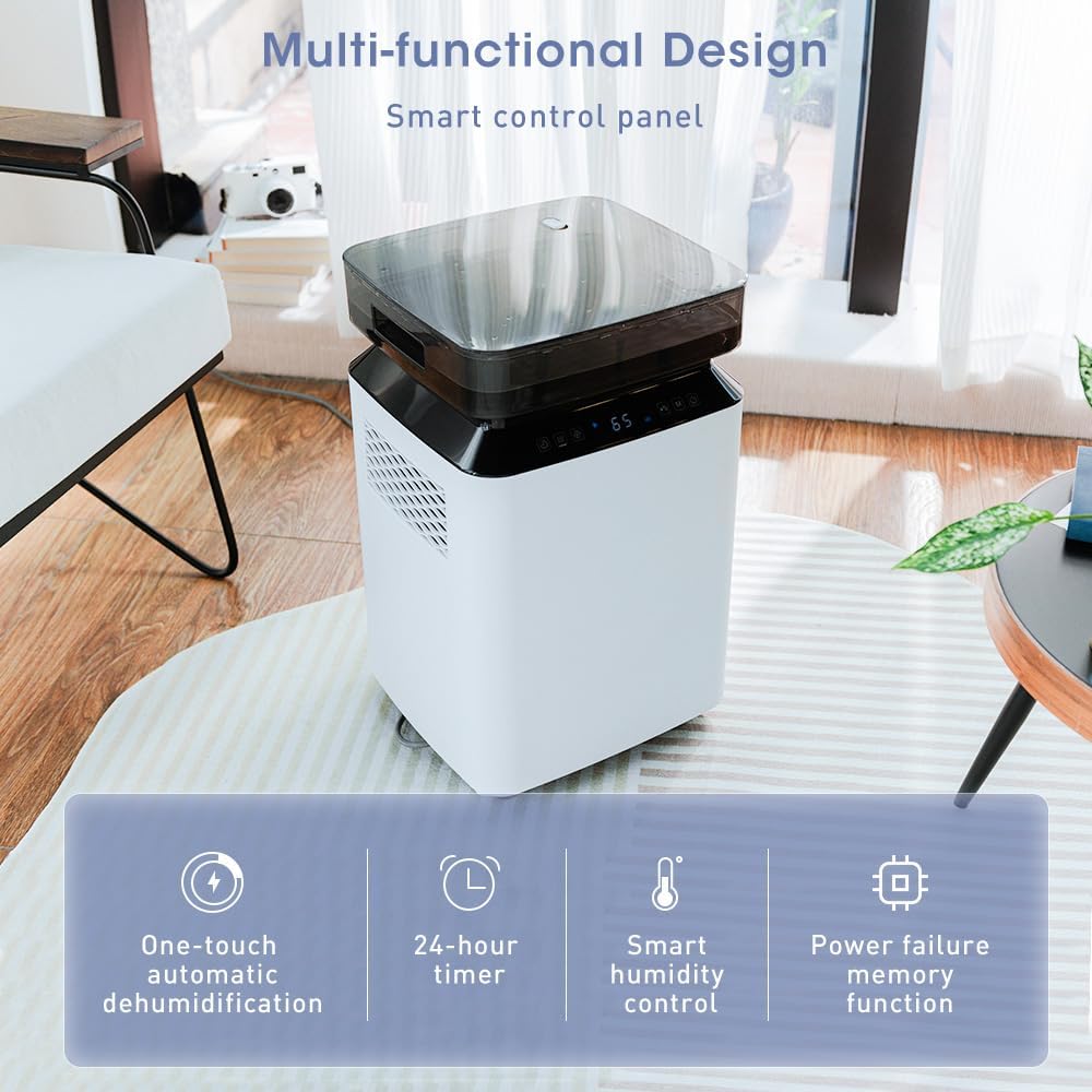 2026 Deumidificatore Industriale Professionale Elettrico: 80L/24h per Grandi Ambienti 170㎡Pompa Scarico Continuo Antimuffa Portatile con Ruote per Casa/Bagno/Ufficio/Garage/Cantina/Stanza/Armadio