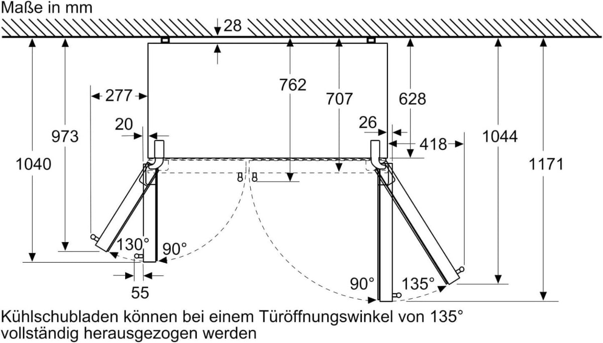 2026 SIEMENS KF96NVPEA iQ300 Multi-Door-Kühlschrank, 183 x 91 cm, 405 L Kühlen & 200 L Gefrieren, hyperFresh längere Frische, noFrost nie wieder abtauen, superCooling schnellere Kühlung