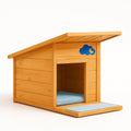 2026 Niche pour chien en bois avec coussin bleu
