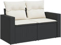 2026 ZIRLANLV Divano da Giardino con Cuscini, 2 Posti/con Vano Portaoggetti Sotto il Sedile, Divano da Giardino con Rivestimento Sfoderabile e Lavabile, Polyrattan (beige) (neros e crema #09)