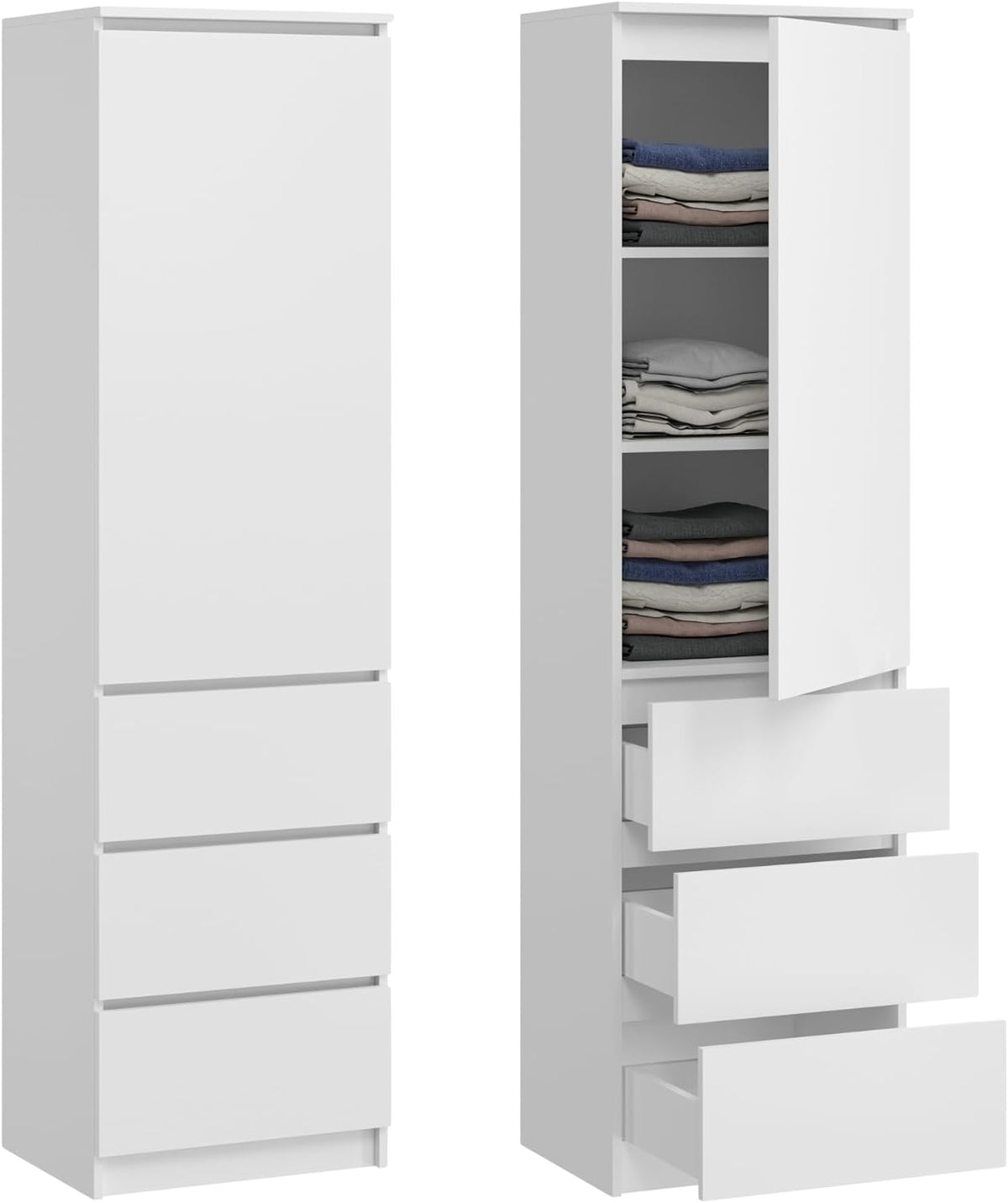 2026 Home Collective Multi-purpose Wardrobe, Wardrobe, Wardrobe with 3 Shelves and 3 Drawers | Compact and Functional Wardrobe for Bedroom, Hallway or Study | 50 x 40 x 180 cm (WxDxH) | White