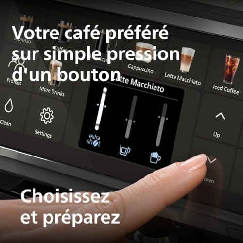 2026 Philips Machine à Expresso Entièrement Automatique 5500 Series–20 Boissons Chaudes et Glacées, Carafe LatteGo Facile à Nettoyer, SilentBrew 40% Plus Silencieuse, QuickStart, Noir et Argent (EP5546/70) : Cuisine et Maison