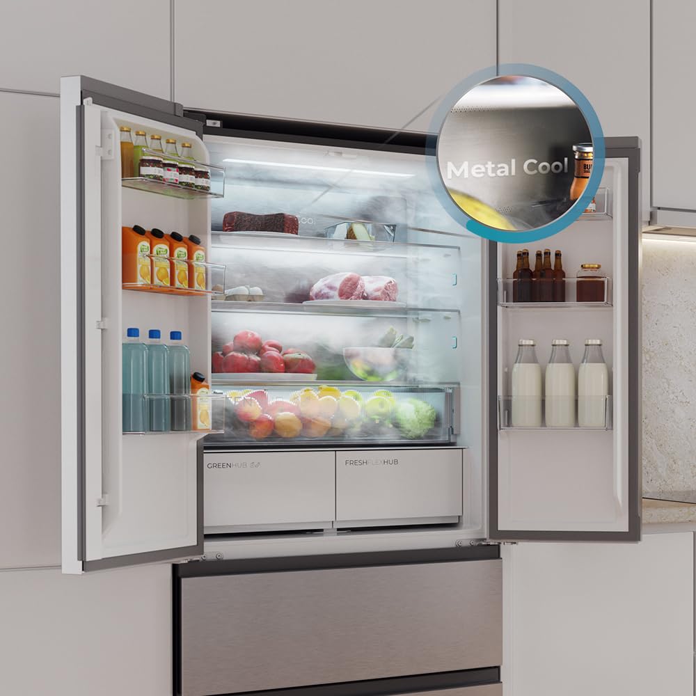 2026 Cecotec Réfrigérateur Porte Française de 4 Portes Semi-Intégrable 458L Total No Frost Bolero CoolMarket F2D 458 SBI Inox E, Hauteur 189 cm et 83 cm La