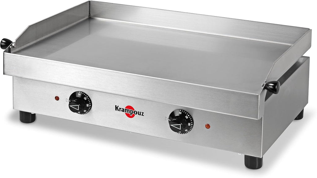 2026 KRAMPOUZ Plancha Électrique SAMBA - Plaque de Cuisson en Inox 54 x 33 cm - 2500 Watts - 2 Zones de Cuisson - 2 Thermostats jusqu'à 300 °C - Nettoyage Facile - Fabriquée en France - Réf PFSB2AA-KR