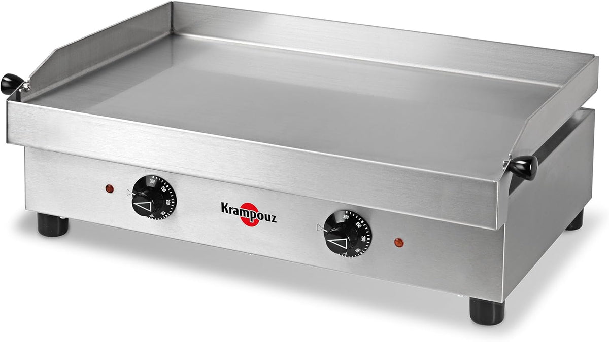 2026 KRAMPOUZ Plancha Électrique SAMBA - Plaque de Cuisson en Inox 54 x 33 cm - 2500 Watts - 2 Zones de Cuisson - 2 Thermostats jusqu'à 300 °C - Nettoyage Facile - Fabriquée en France - Réf PFSB2AA-KR