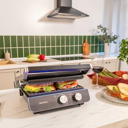 2026 Cecotec Grill électrique Rock’nGrill Smart. Système de réglage de la puissance, du temps et de la température de 2000 W, ouverture à 180 °, plaques amovibles allant au lave vaisselle : Cuisine et Maison