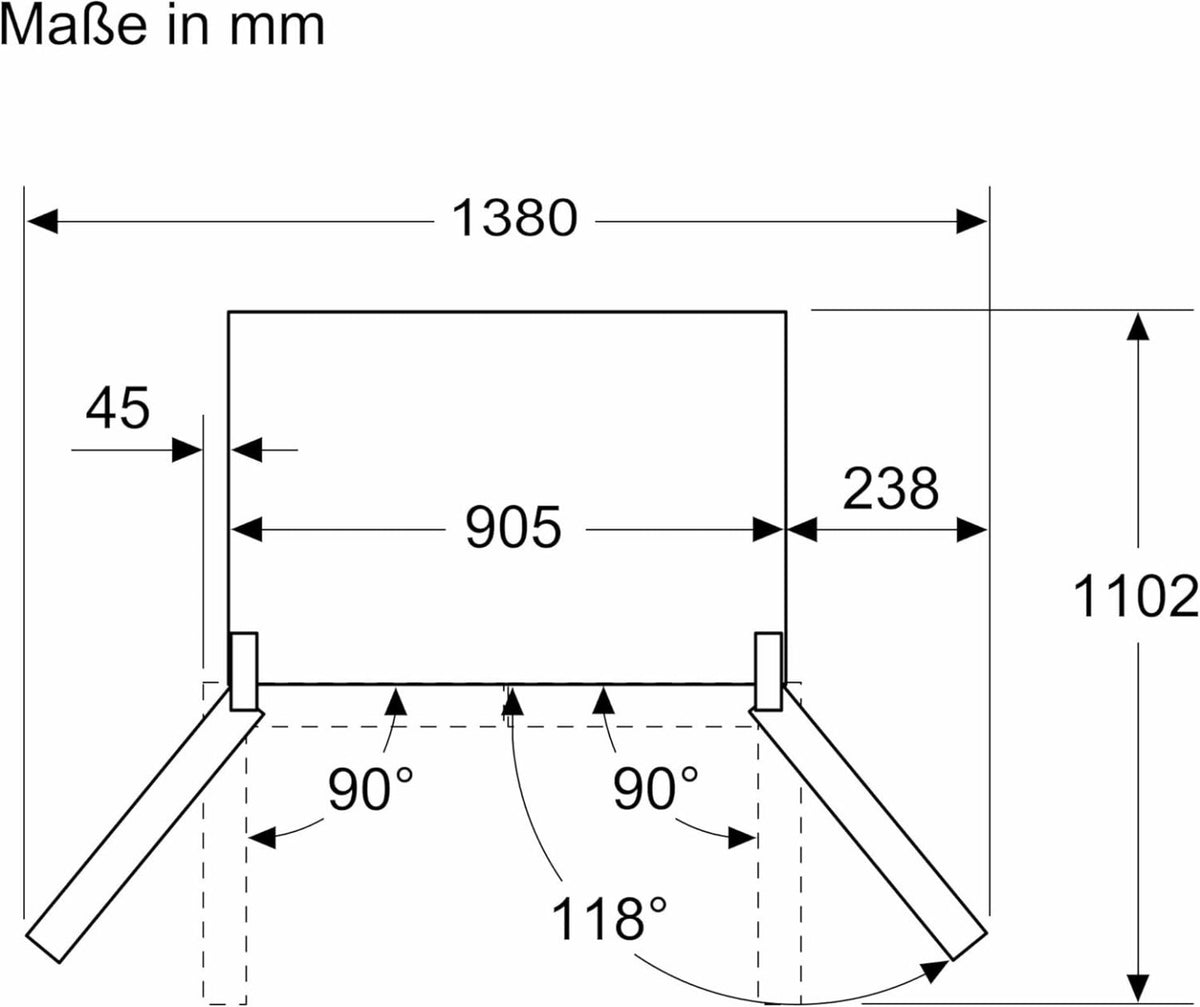 2026 SIEMENS KF96NVPEA iQ300 Multi-Door-Kühlschrank, 183 x 91 cm, 405 L Kühlen & 200 L Gefrieren, hyperFresh längere Frische, noFrost nie wieder abtauen, superCooling schnellere Kühlung