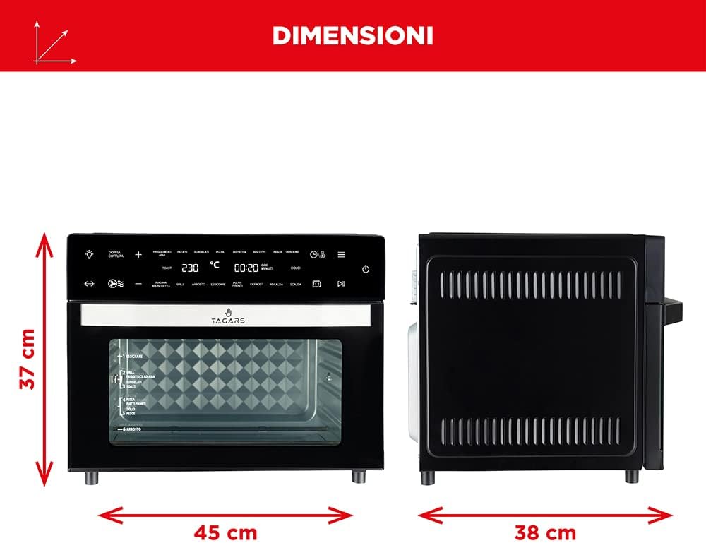 2026 Forno Friggitrice Ad Aria Calda XXL Da 30 Litri Con Display Digitale Multifunzione, Sistema A Riscaldamento Rapido, 18 Programmi Di Cottura, Timer e Temperatura Regolabili 1800 W