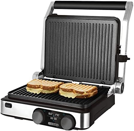 2026 Cecotec Grill électrique Rock’nGrill Smart. Système de réglage de la puissance, du temps et de la température de 2000 W, ouverture à 180 °, plaques amovibles allant au lave vaisselle : Cuisine et Maison