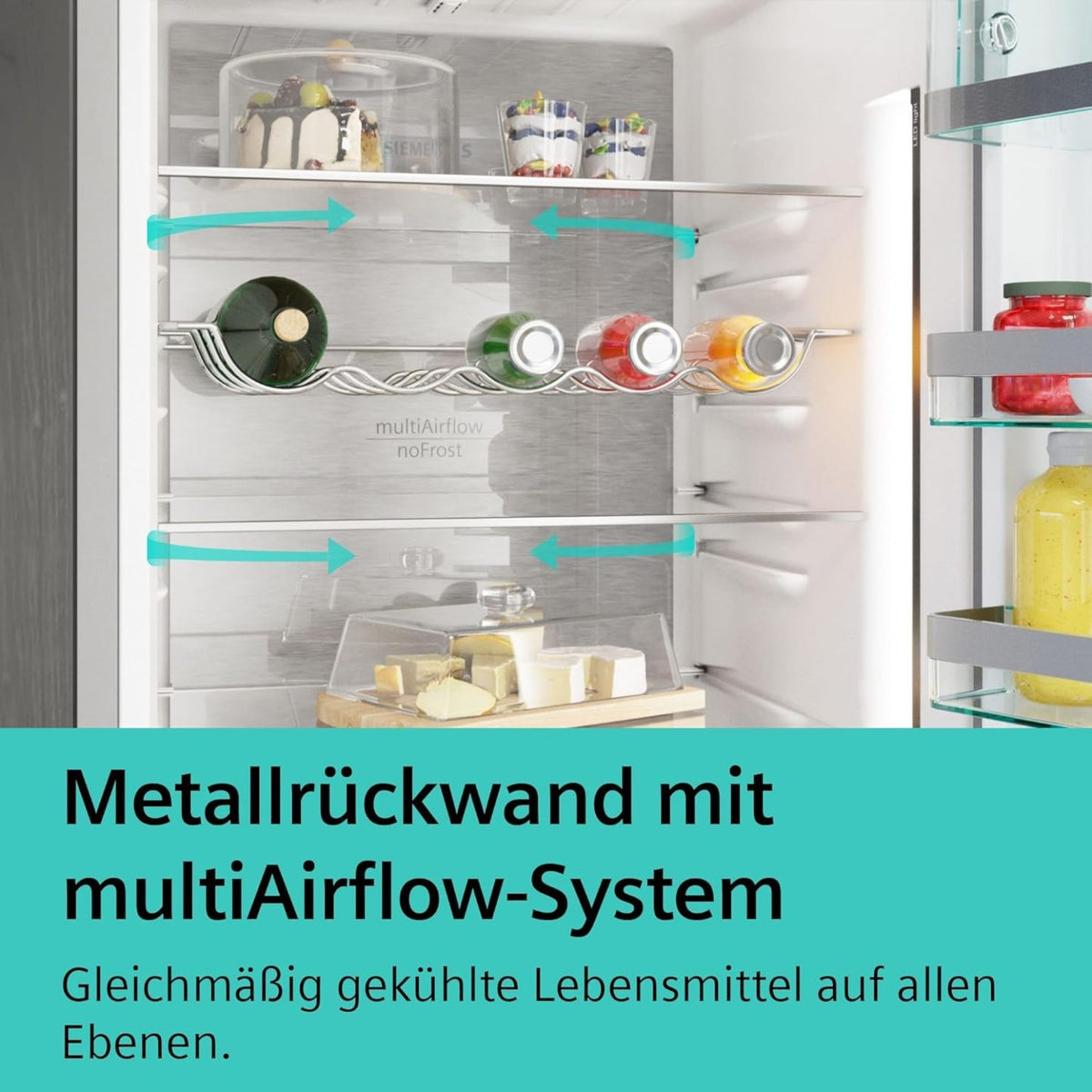 2026 SIEMENS KF96NVPEA iQ300 Multi-Door-Kühlschrank, 183 x 91 cm, 405 L Kühlen & 200 L Gefrieren, hyperFresh längere Frische, noFrost nie wieder abtauen, superCooling schnellere Kühlung